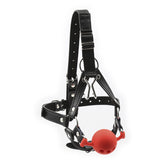 3-Hole Silicone Gag with Nose Hook – Pony Style BDSM Head Harness (Red/Black)